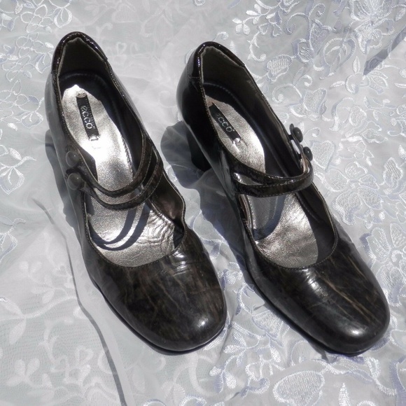 Ecco Brown Marbled Strap Heel Mary Jane Sz 41 Shoe - Picture 2 of 8